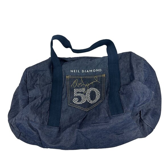 Neil Diamond 50th Anniversary Denim Tote Bag With Rhinestone Accents - Picture 2 of 4
